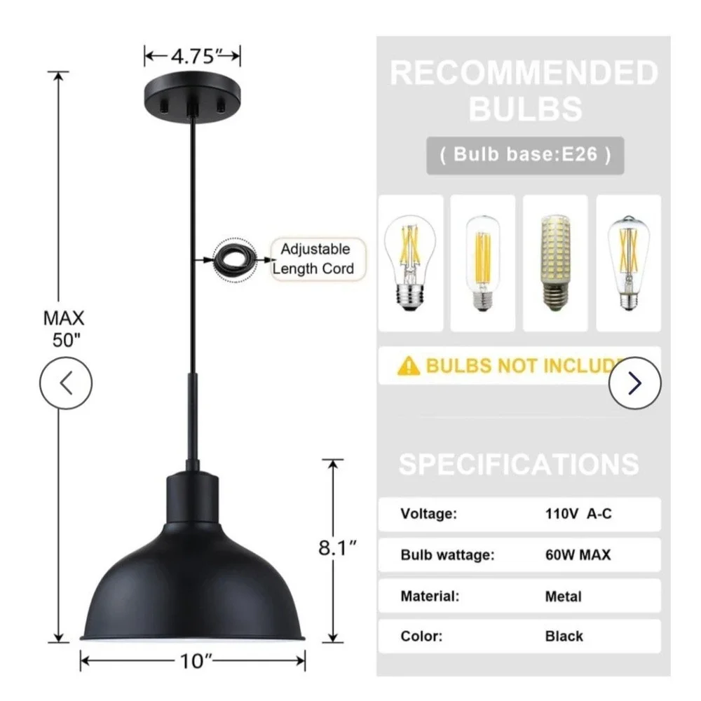 3 Pack 1 Light Kitchen Island‎ Hanging Vintage Pendant Light Fixtures,Industrial